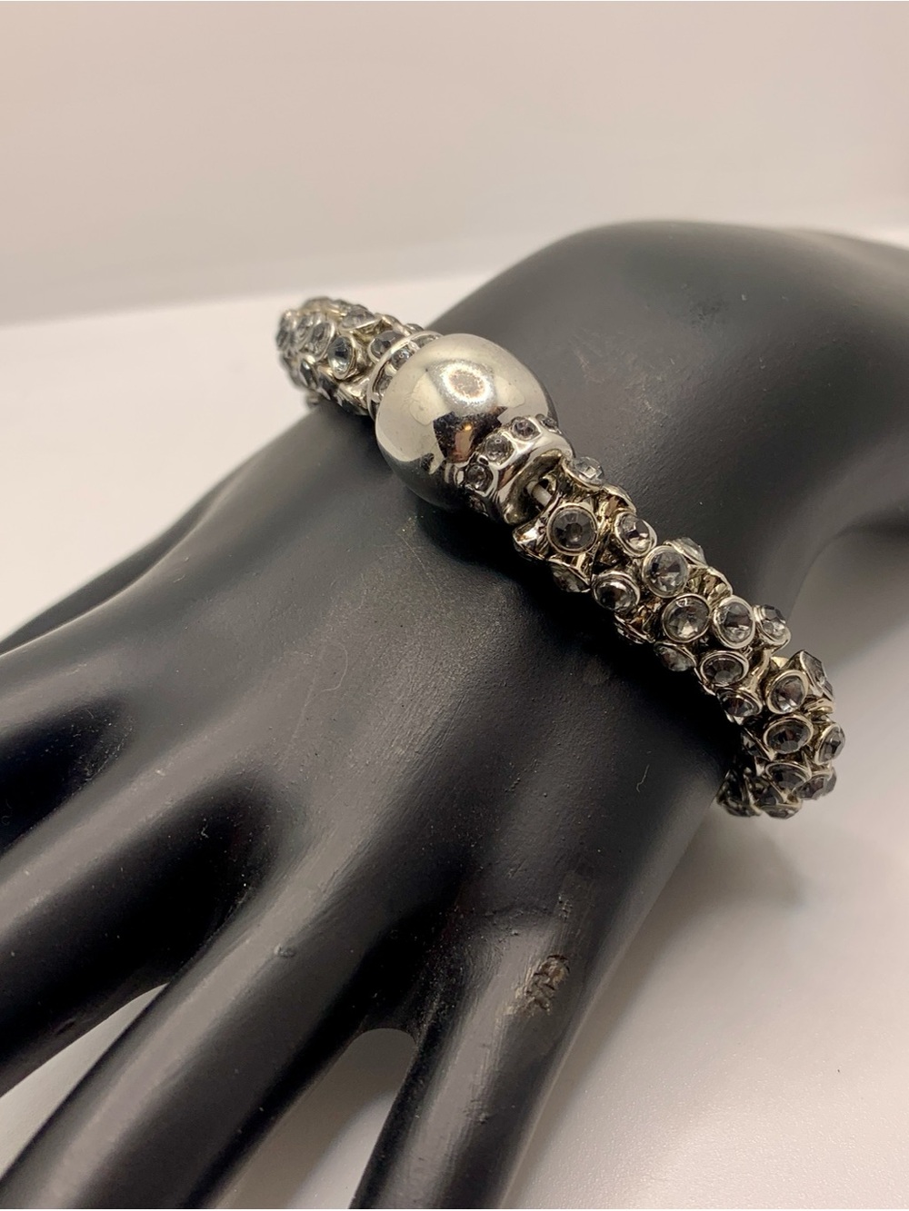 Silver Crystal Bead Stretch Bracelet - Women's Jewelry